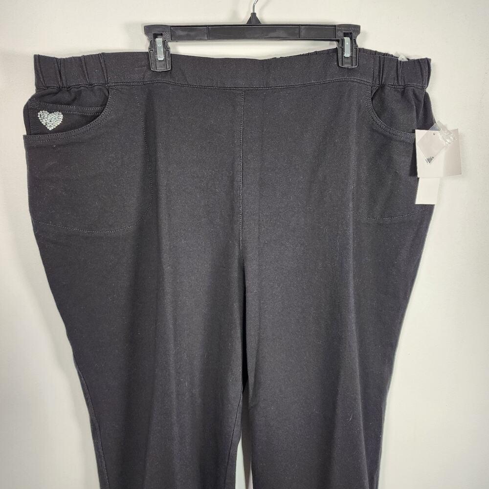 Quacker Factory Dream Jeannes Womens Zip Ankle Pants 3X Dark Knit Black A344053 - Picture 4 of 12